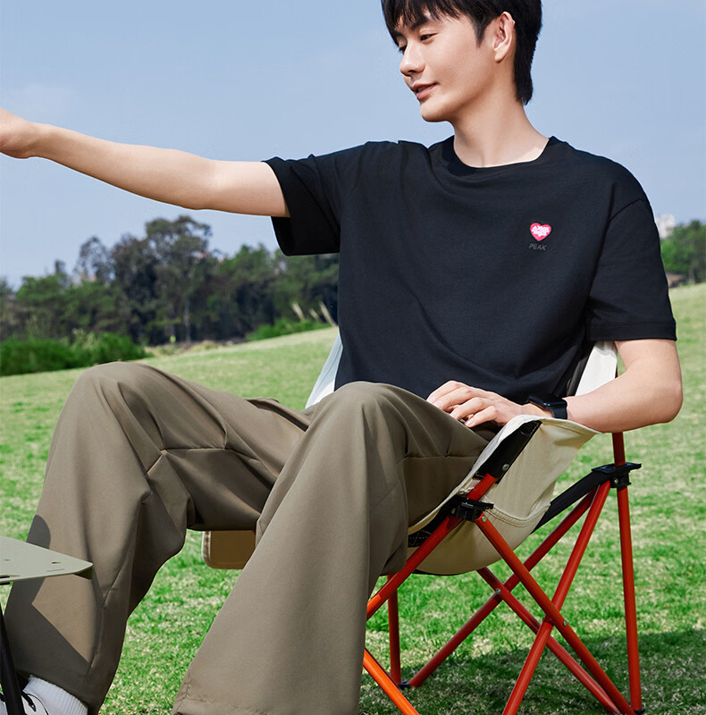 Peak Men's Summer Short Sleeve Pure Cotton Casual Loose Breathable Outdoor Xinjiang Cotton Sports Base T-Shirt DF652430 7