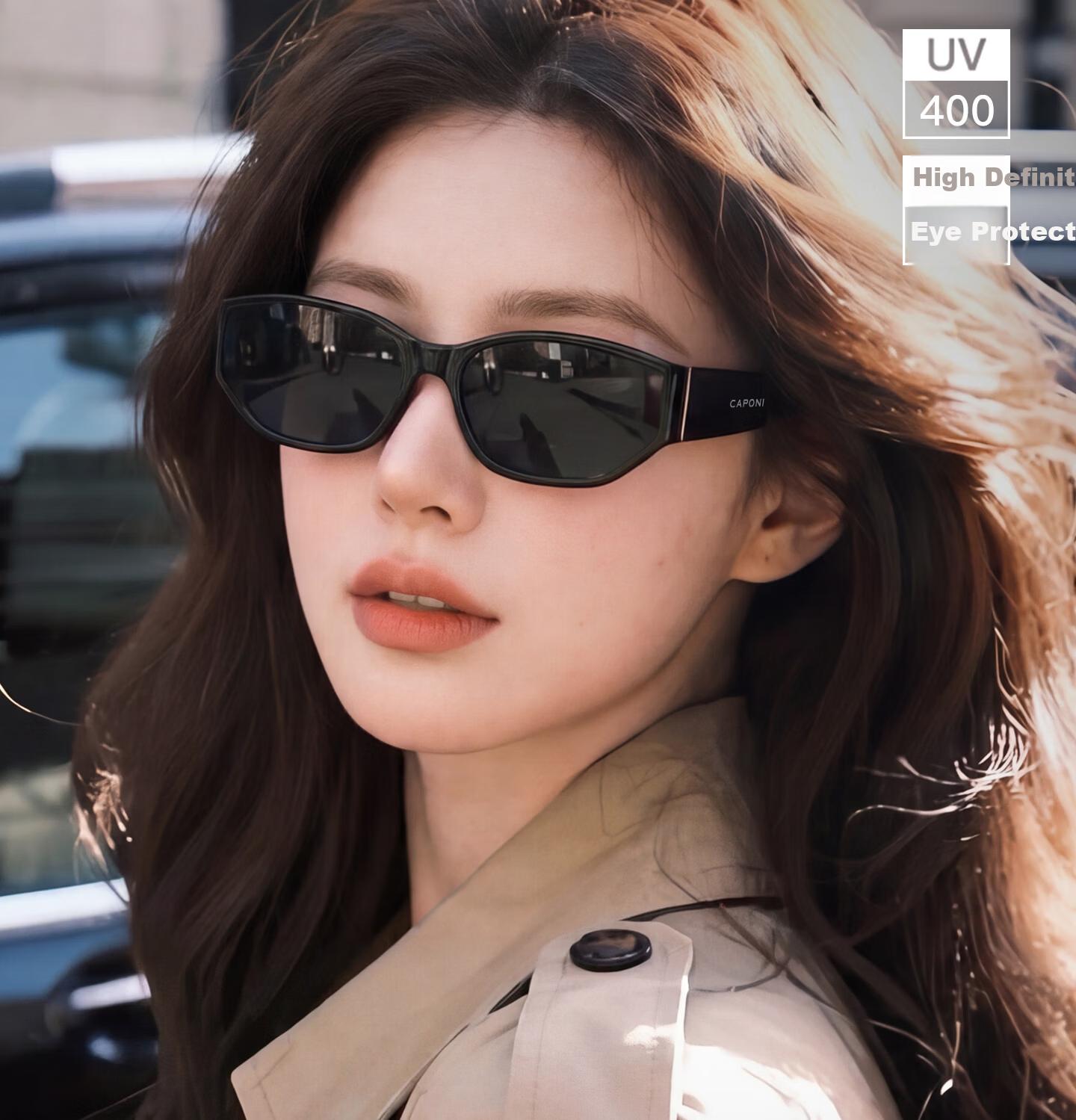 CAPONI Cat Eye Sunglasses for Women 2026 New UV400 Vintage Driving Sun Glasses UV Protection 1