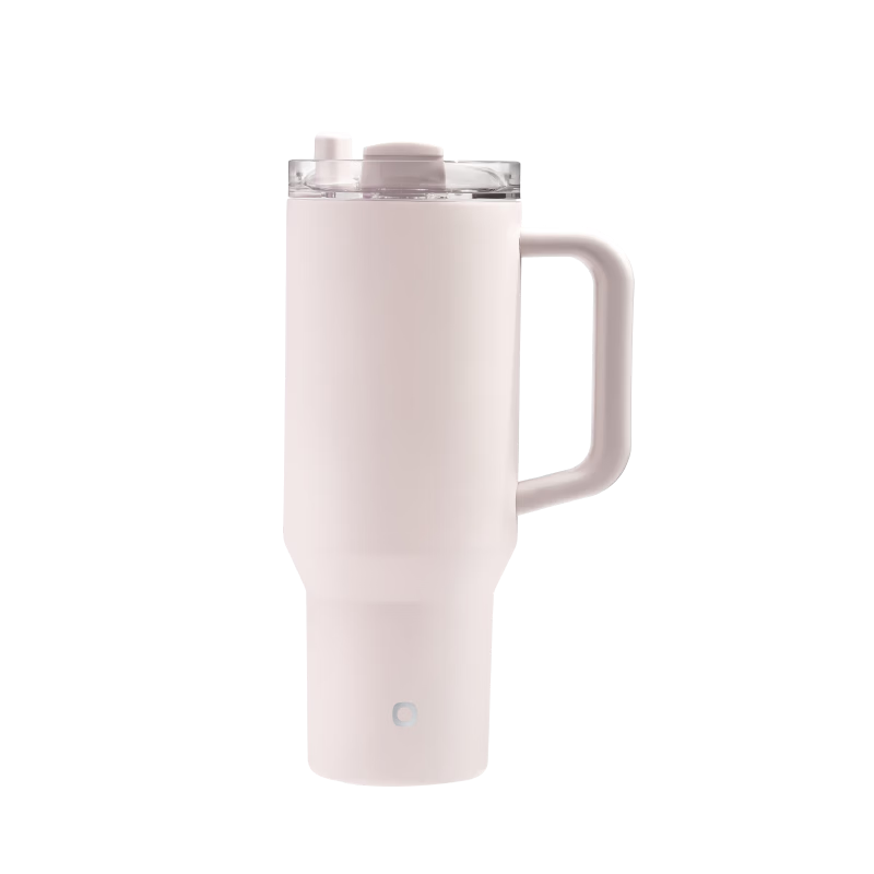JD Original Large Capacity Straw Insulated Cup, 316L Stainless Steel Ice King Cup for Men And Women, Desktop Office Water Bottle, 1.2L, Cherry Blossom Pink