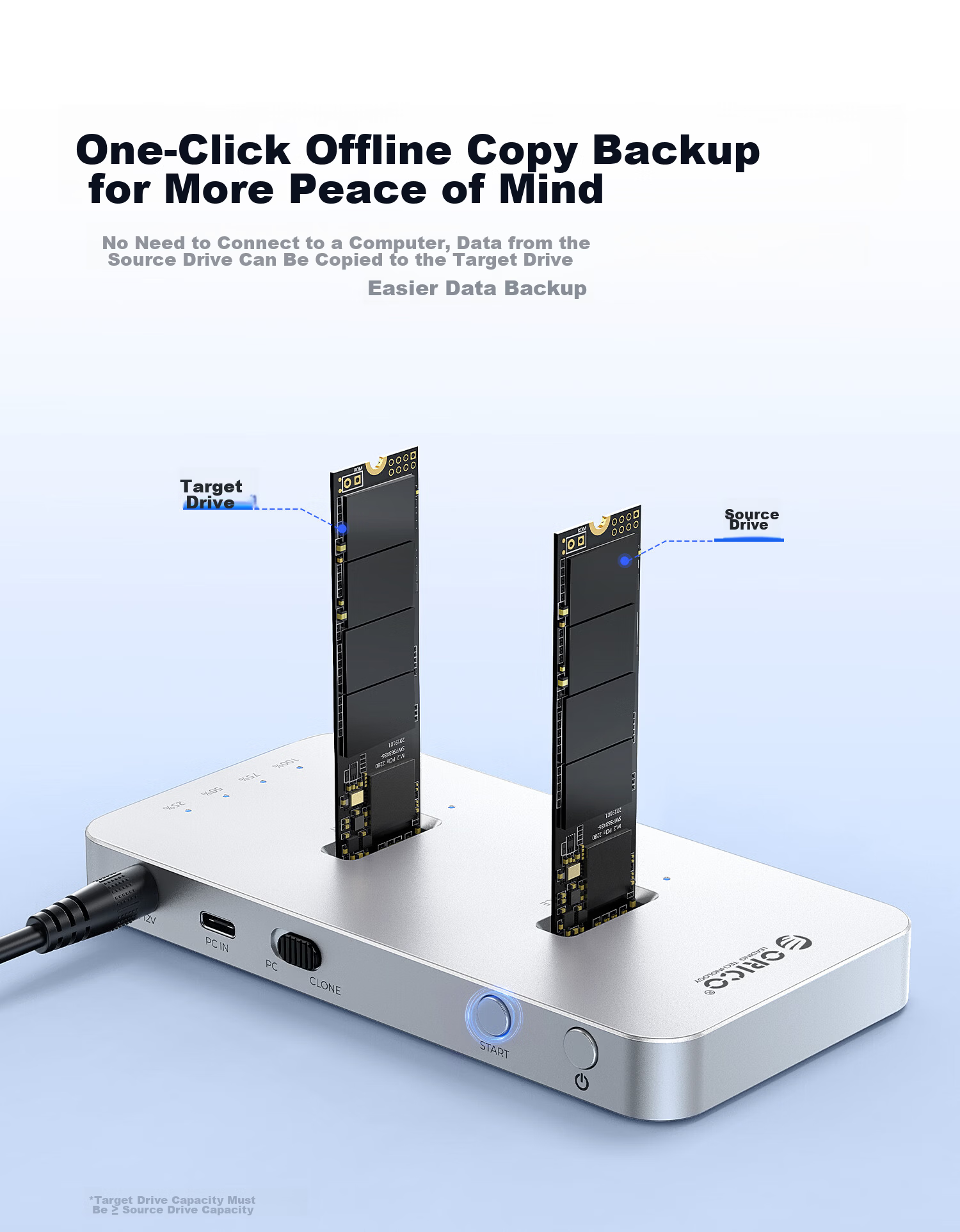 ORICO M.2 NVMe/SATA Dual-Protocol Hard Drive Docking Station for Laptop SATA SSD Enclosure 10Gbps Copying Hard Drive Cage 5