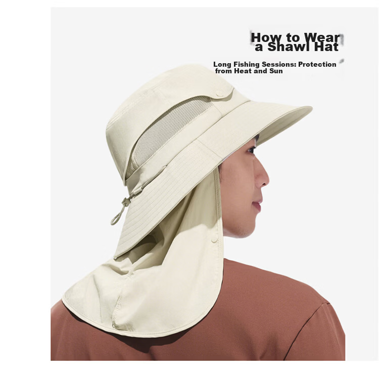 Beneunder Men's Summer Fisherman Hat Sunshade Outdoor Mountaineering Face Cover Fishing Sun Protection Hat TS0166 13