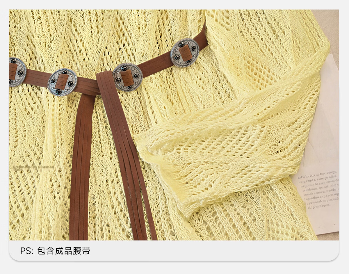 Cypress V-Neck Knit Sweater 2026 Spring New Women's Literary Style Pullover Hollow Out Three-Quarter Sleeve Top 22