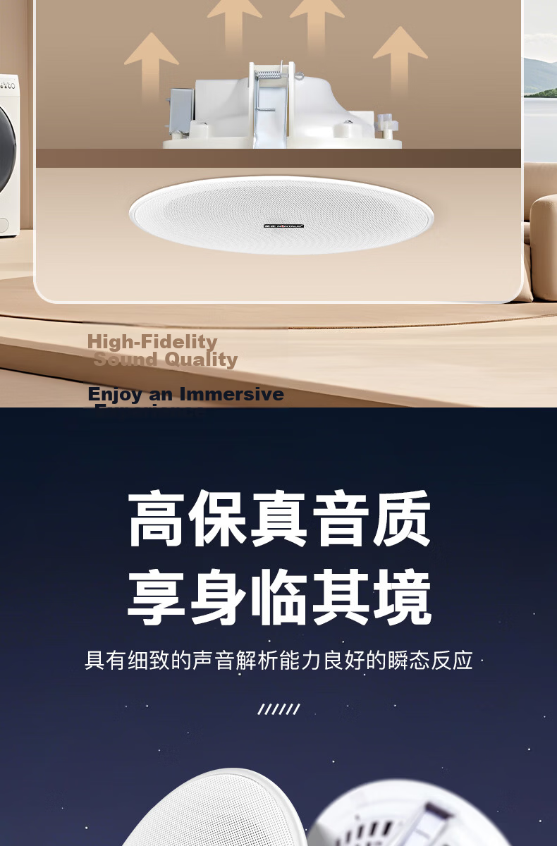 NINTAUS Wall-Mounted Speaker Hanging Type Constant Voltage Speaker Background Music Public Address System for Supermarkets, Malls, Shops, Dance Studios, Restaurants, Conference Rooms, Home Use W6-6 Bl 6