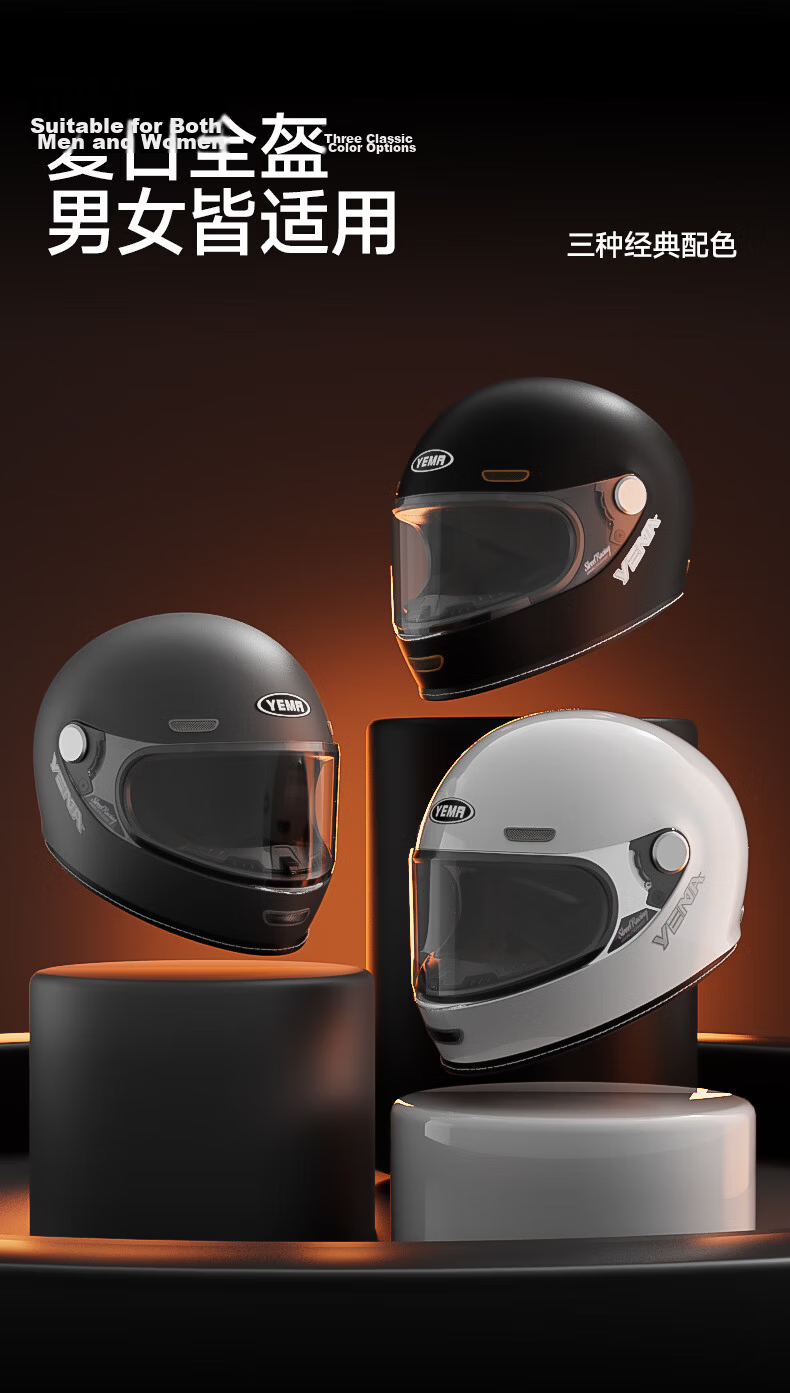 YEMA 3C Certified Motorcycle Helmet Unisex Retro Cruiser Full Face Winter Safety Helmet Titanium Gray XXL 12
