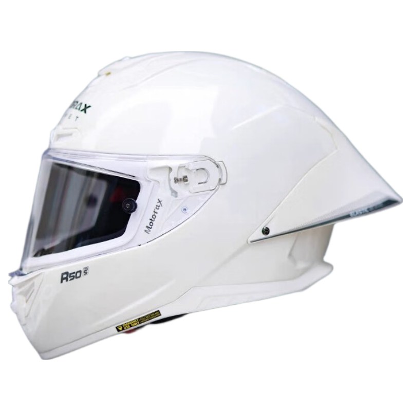 MOTORAX R50SPRO Motorcycle Helmet Unisex Four Seasons Full Face Helmet with Large Rear Spoiler White M