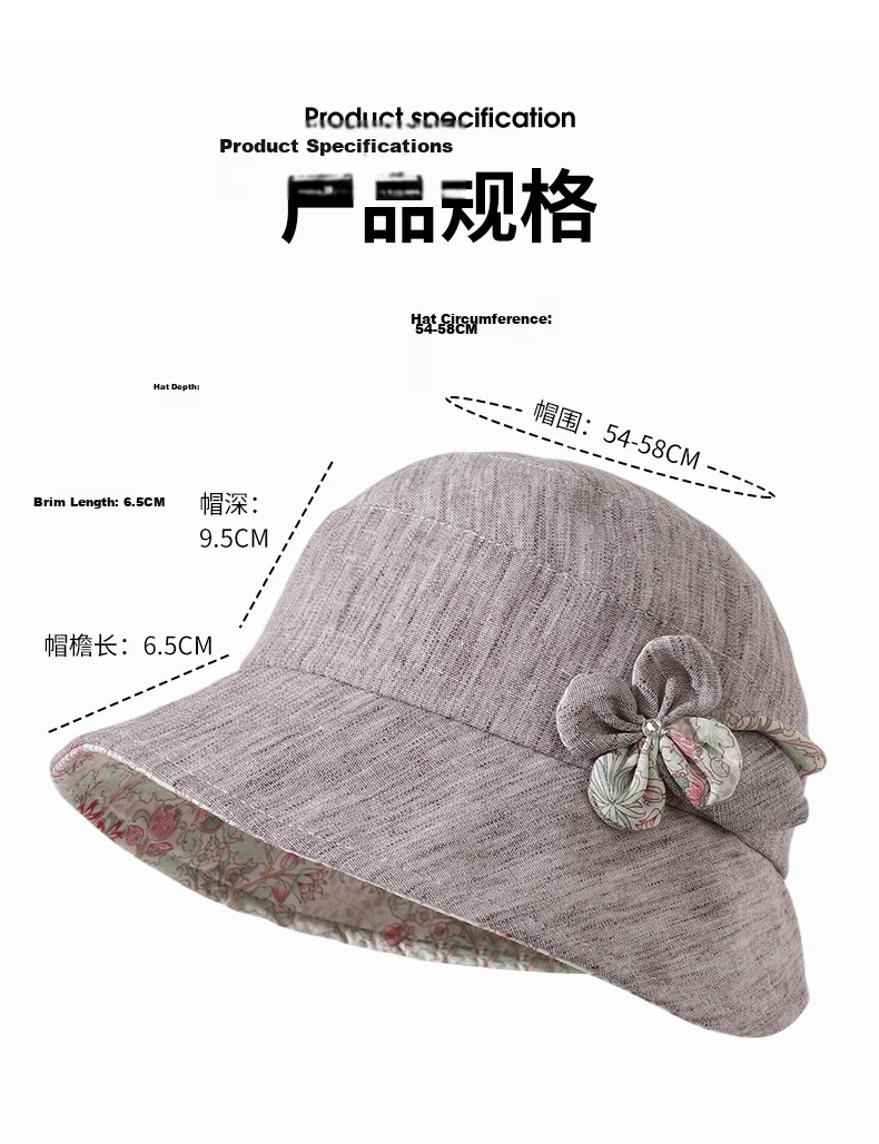 Yuzhaolin Middle-aged and Elderly Women's Four Seasons Thin Outdoor Breathable Sunshade Sun Hat Purple 3
