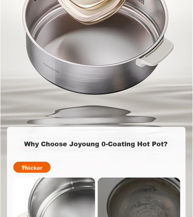 Joyoung 6L Multifunctional Electric Hot Pot 2200W High Power Non-Stick Detachable Stainless Steel Steamer HG60-GN64 5
