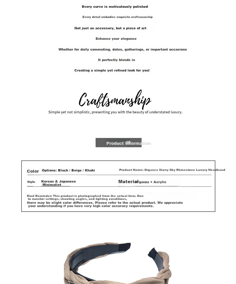 Jiaoxuefei Organza Starry Sky Luxury Hairband Black High Crown Forehead Press Hair Tie Versatile Headband Hair Accessory 2
