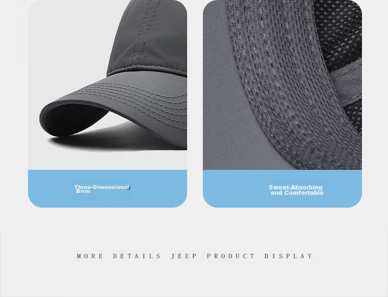 JEEP Men's Summer Sun Protection Quick-Dry Mesh Breathable Lightweight Fishing Baseball Cap 13