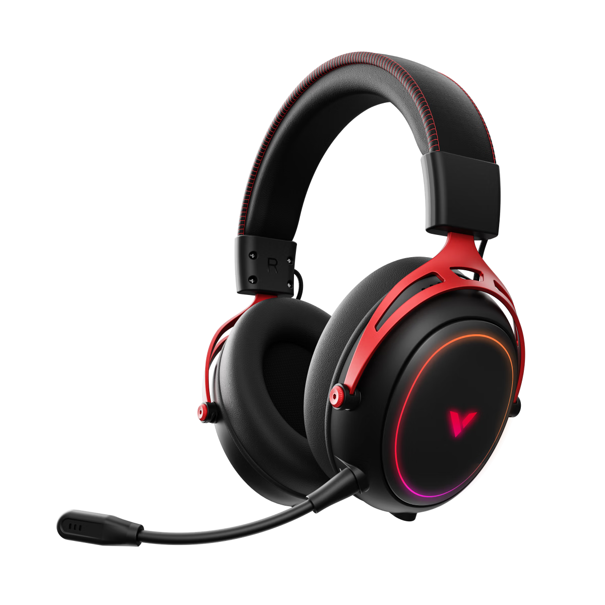Rapoo VH800Pro Wireless Quad-Mode Gaming Headset Over-Ear Delta Force FPS Valorant Esports Chicken Dinner Sound Positioning Multi-Device Compatible Black Red
