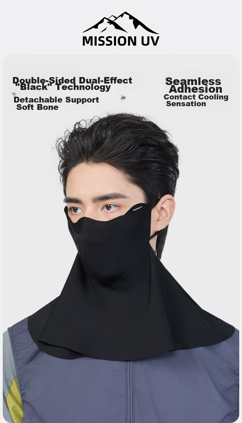 MISSION UV Ice Silk Sunscreen Face Mask for Men, Summer UV Protection Neck and Full Face Cover, Breathable Sunshade Mask for Driving and Cycling 1