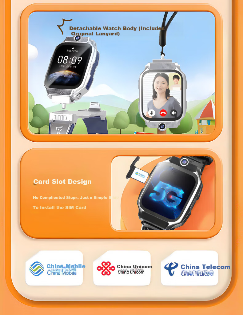HUCATIER Kids Phone Watch for Children Ages 3-12, Remote Control, Accurate Positioning, 5G Full Network Connectivity 8
