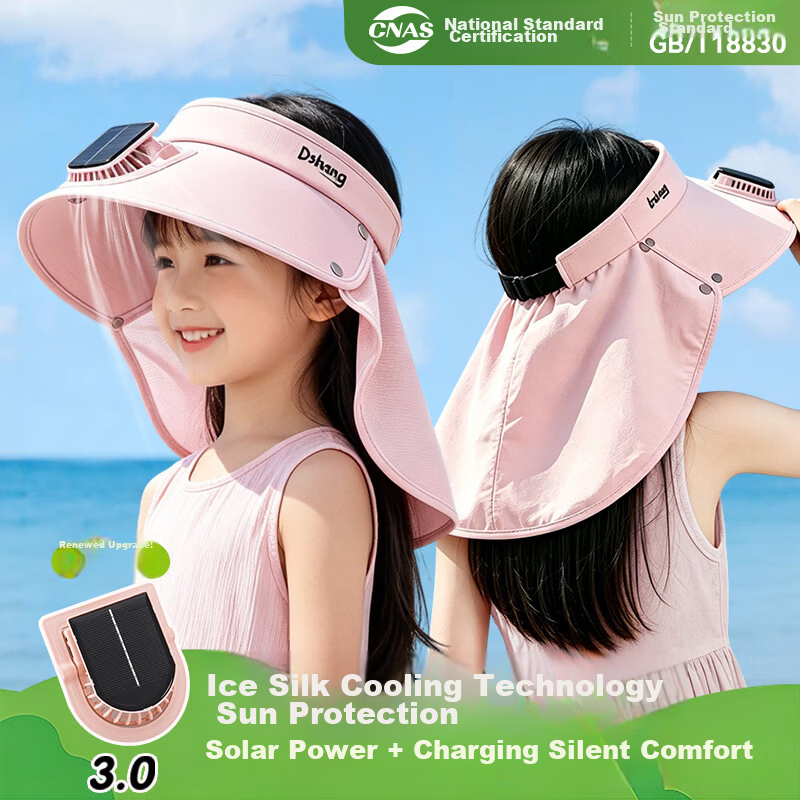 Ousen Kids Solar Fan Hat Summer Sun Protection Cap UV Protection Sun Hat for Girls Ages 3-12