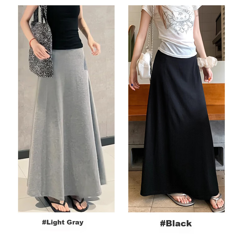 Langsha Women's Summer New Elastic High-Waist Elegant Long Mermaid Skirt Slim Fit A-Line Pencil Skirt 8