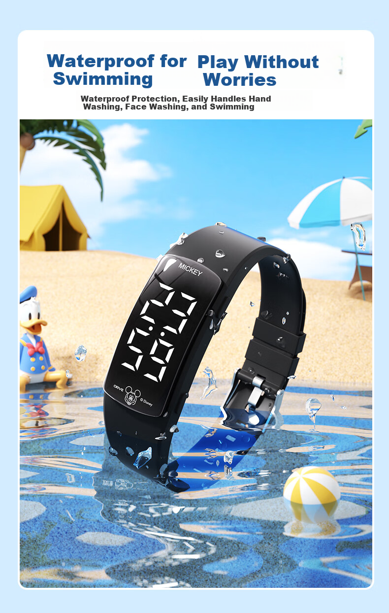 Disney Mickey Student Watch Waterproof Sports Teen Boys Dormitory Wake-up Alarm Vibration Digital Watch 5