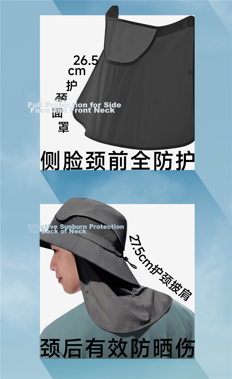 Beneunder Men's Summer Fisherman Hat Sunshade Outdoor Mountaineering Face Cover Fishing Sun Protection Hat TS0166 8