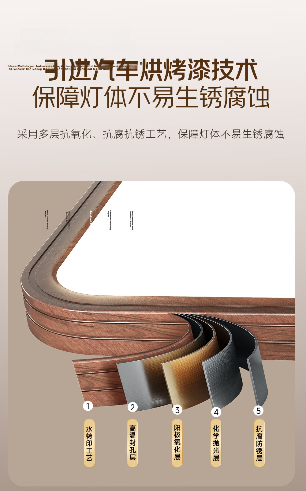 Kuka LED Ceiling Light Eye Protection Pure Light Source Simple Wood Grain Living Room Bedroom Lamp 110cm Smart Control [Installation Included] 13