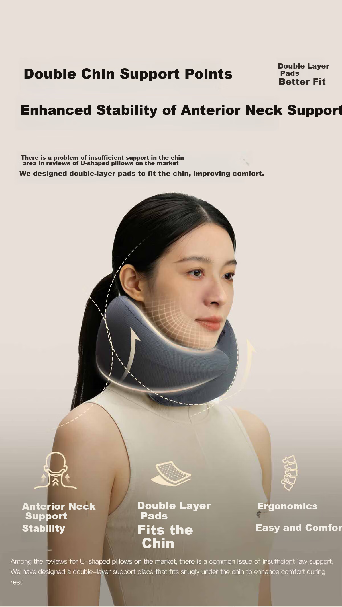JueQingSong Zero U-Shaped Neck Pillow Travel Pillow Portable U-Shaped Pillow for Airplane and Train Neck Support Sleep Pillow 9