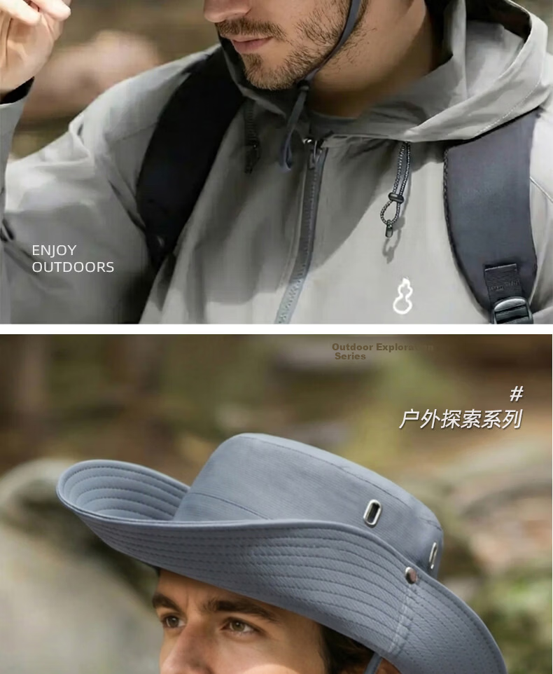Romon Men's Fisherman Sun Protection Hat Summer Outdoor Breathable Sunshade Cap for Mountaineering Fishing Hiking UV Protection Wide Brim 8