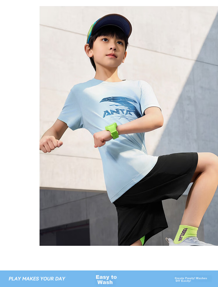 Anta Kids Boys 2026 Summer Breathable Skin-Friendly Short Sleeve and Shorts Sports Set A72625711 9