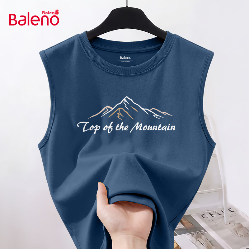 Baleno American Style Sleeveless Vest Men 2026 Summer Heavyweight Cotton Men's Fitness Sports Tank Top Youth Plus Size Sweatshirt 28
