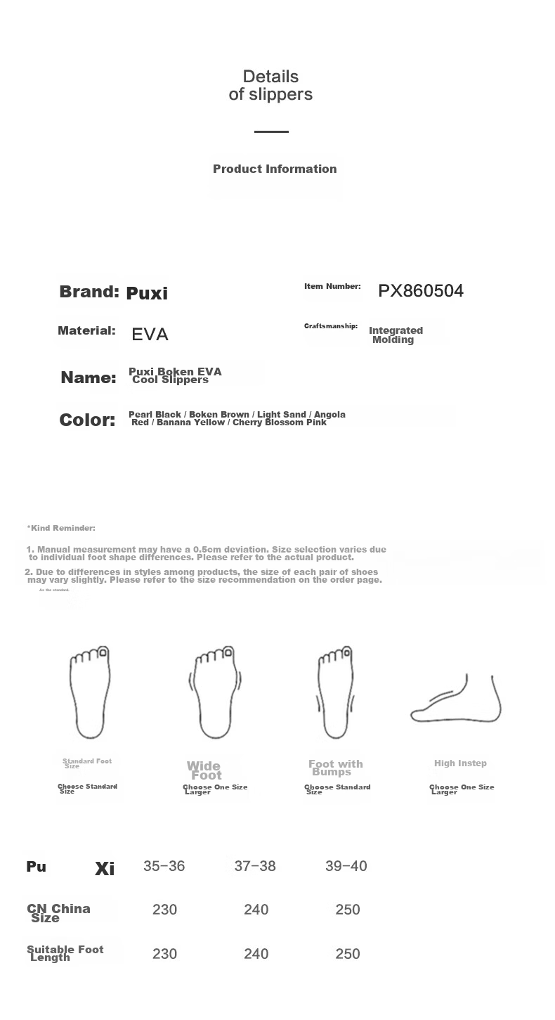 Puxi Platform Open-Toe Half-Slip Women's Summer Outdoor Clogs Dragon Fruit Color Size 35-36 4