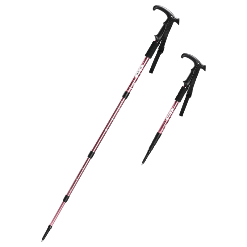 CAMEL Outdoor Hiking Pole Ultra-Light Aluminum Alloy Four-Section T-Handle Trekking Mountaineering Climbing 2SA7D42-1E Sakura Pink