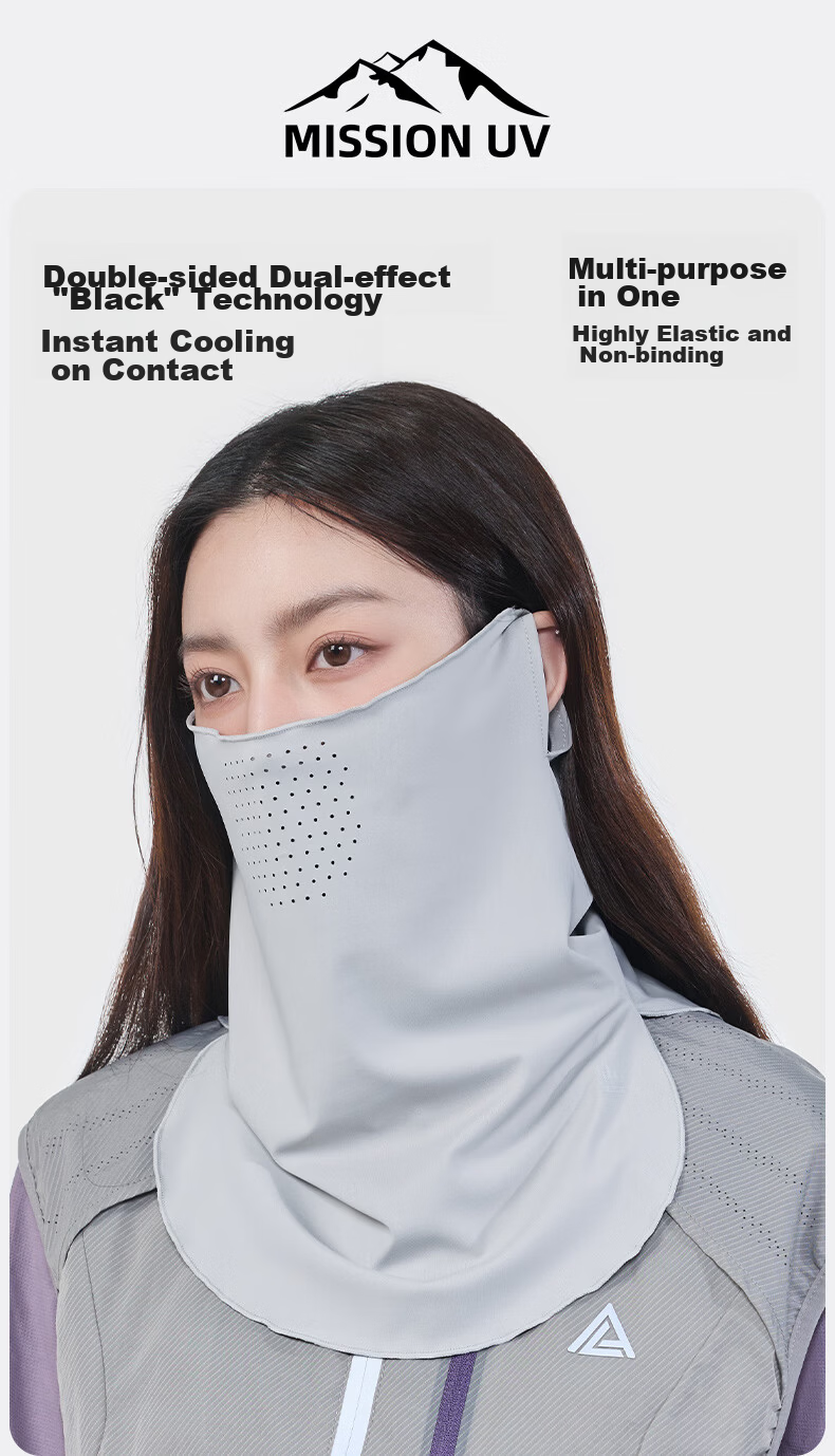 MISSION UV Ice Silk Sunscreen Face Mask Women's Summer UV Protection Sunshade Veil Cycling Neck Guard Breathable Full Face Mask 1