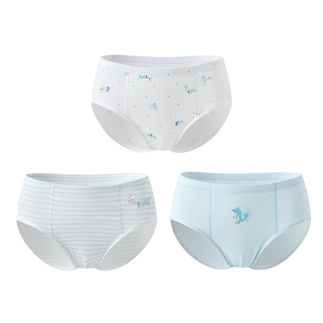 Gb Children's Underwear, Class A 100% Cotton Boys' Briefs, No Wedgie, Light Blue, 3-Pack