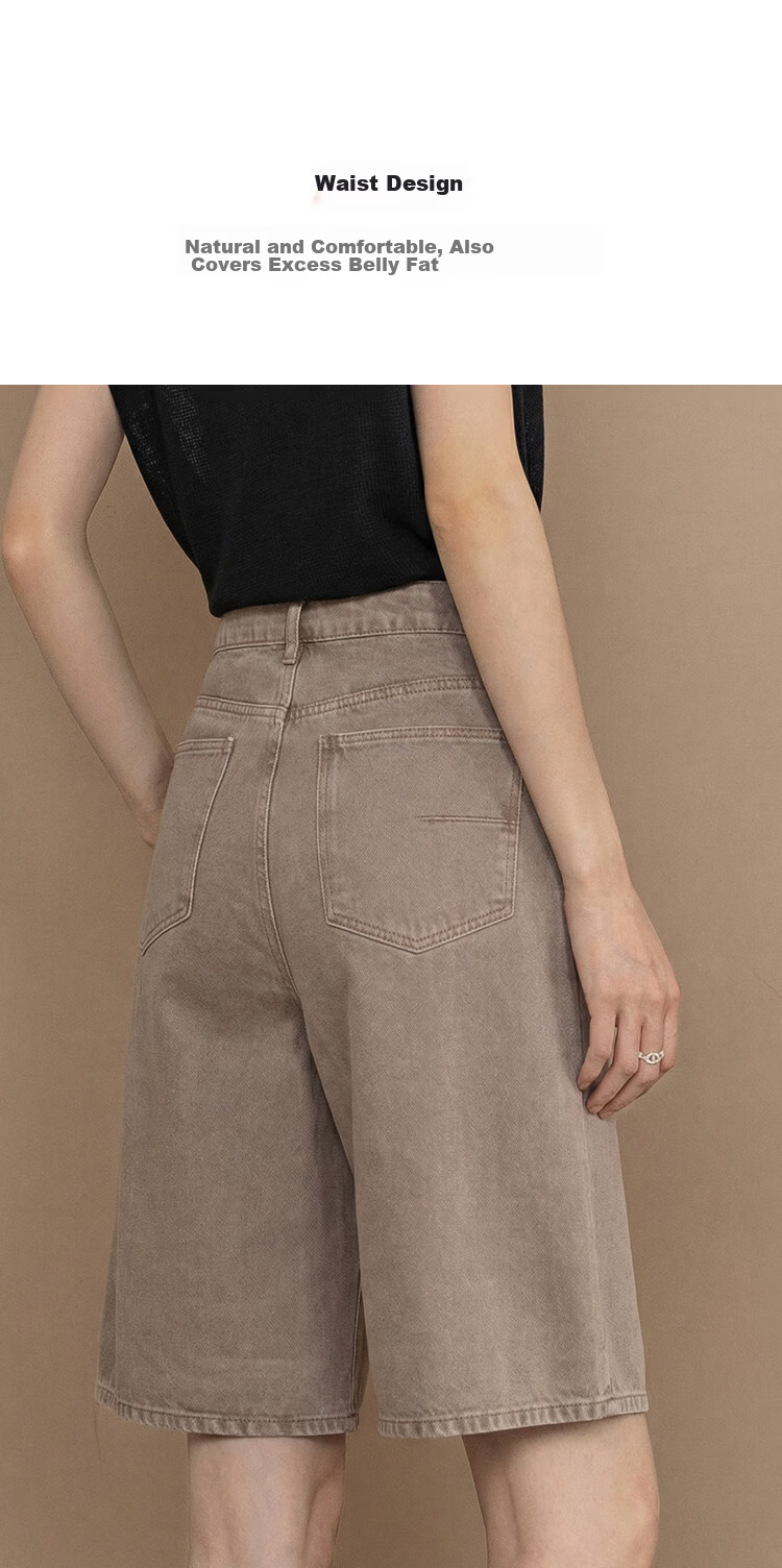 Demana Oxygen Pure Cotton Summer Minimalist High-Waist Mid-Length Straight Loose Fit Slimming Denim Jeans for Women Premium Quality 6