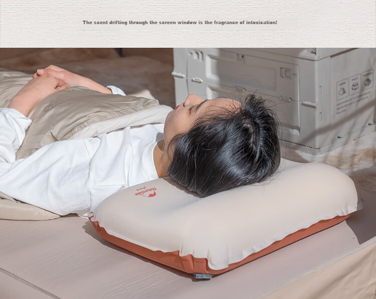 Naturehike Silent 3D Memory Foam Self-Inflating Pillow Outdoor Camping Portable Travel Pillow Apricot Yellow 10