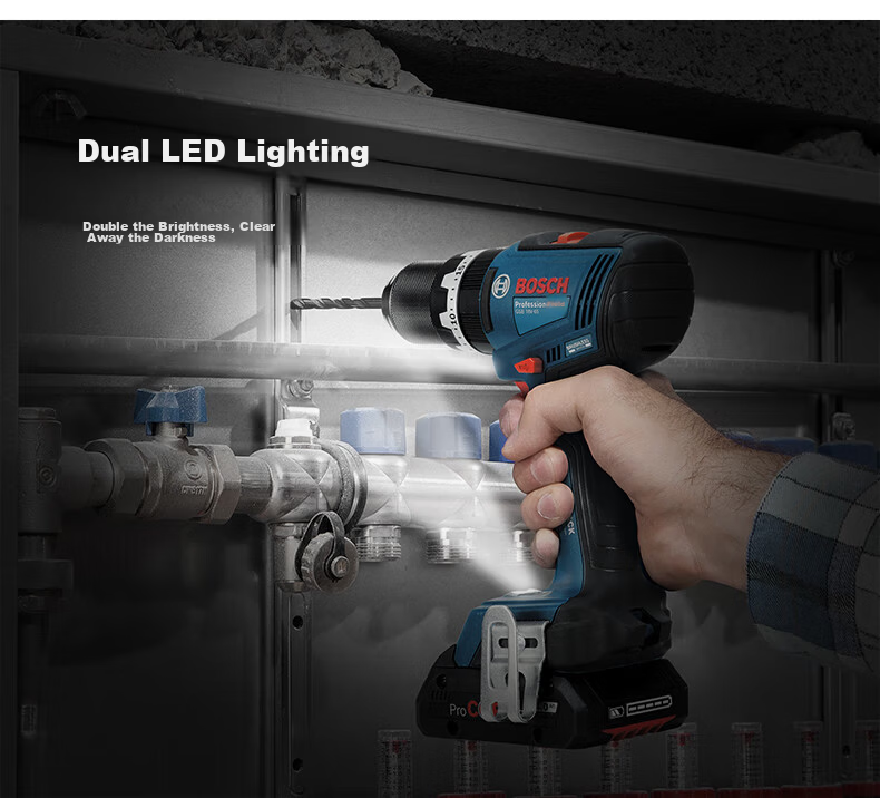 BOSCH GSR 18V-65 Cordless Brushless 2.0Ah Dual Battery Drill Driver Set with GAL1820 Charger 8