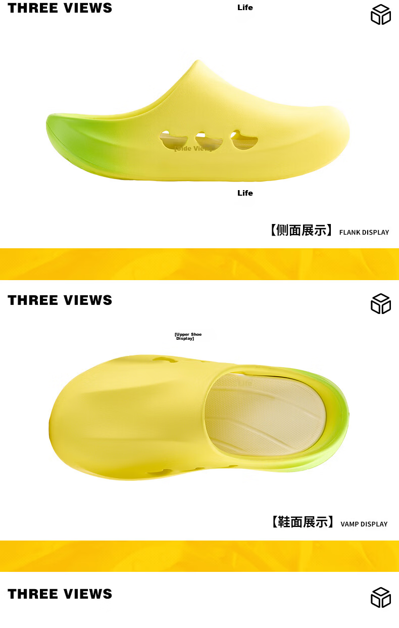 VEIDOORN Banana Slippers Trendy Breathable Hole Shoes Unisex Thick Sole Beach Shoes Black Banana Skin Size 36-37 11