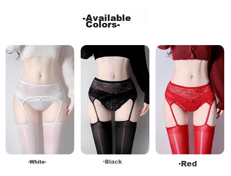 Ice Snow Kapok Black Sheer Suspender Lace Over-the-Knee Open Crotch Thigh-High Sexy Pantyhose Uniform Hot Girl Stockings 5