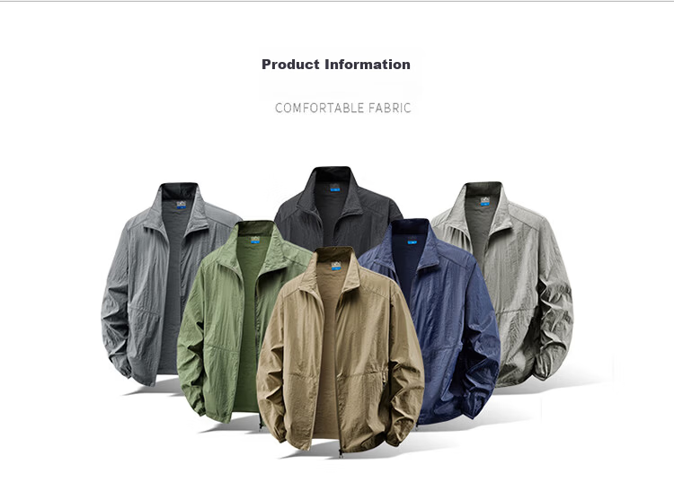 TUCANO Men's Summer Sun Protection Jacket Ice Silk Skin Jacket Breathable Thin Stand Collar Quick-Dry Coat Dark Gray 4XL 14