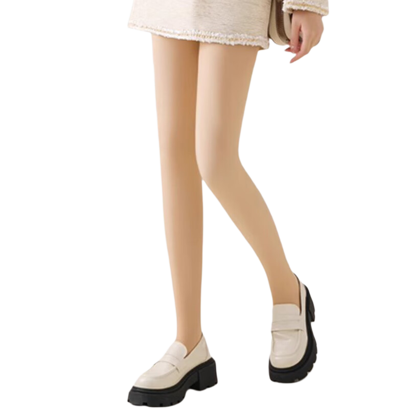 Me feeling Bare Leg Magic Autumn Winter Nude Feeling Fleece Lined Warm Skin-Tone Slimming Tights with Foot Three-Pack