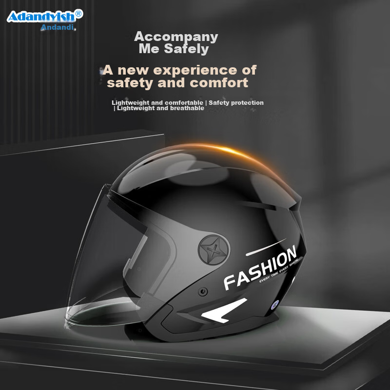 Adandyish Y816 Spring Autumn Winter Warm Half Helmet New National Standard 3C Certified Electric Motorcycle Riding Unisex Four Seasons Universal Y816 Black