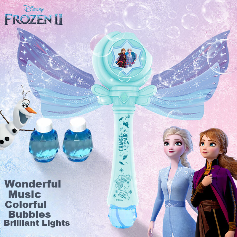 Disney Frozen Star and Moon Bubble Magic Wand Electric Bubble Blower Children's Outdoor Toy Children's Day Gift