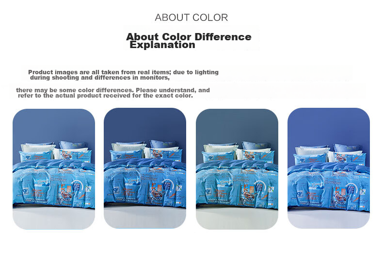 FUANNA Children's 100% Cotton Four-Piece Set 60S Long-Staple Cotton Pure Cotton Class A Bed Sheet and Quilt Cover All Cotton Children's Bedding Single/Double 203×229cm 11
