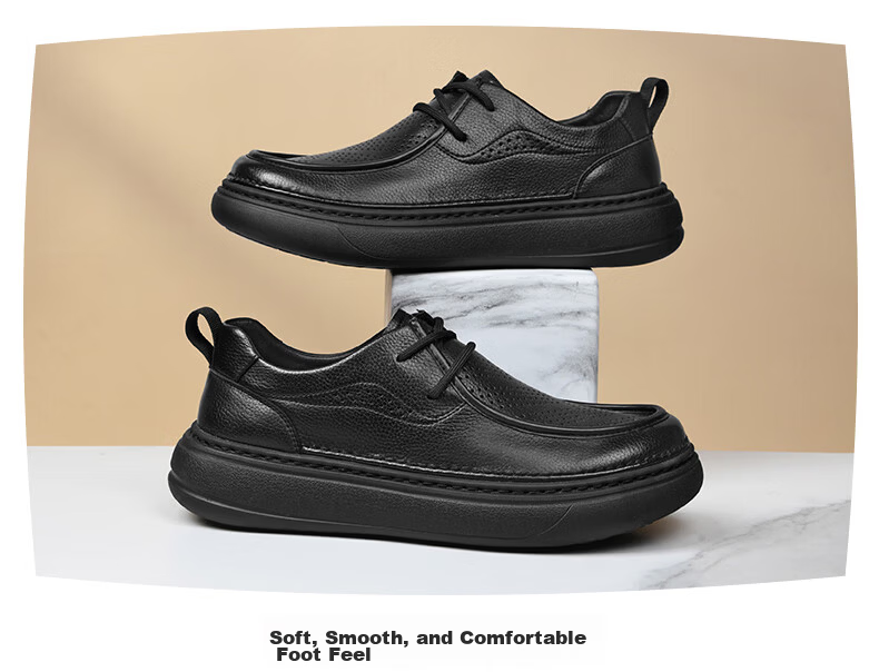 HLA Men's Soft Sole Lightweight Lace-up Casual Shoes HAAPXM1FAD020 Black Size 38 10