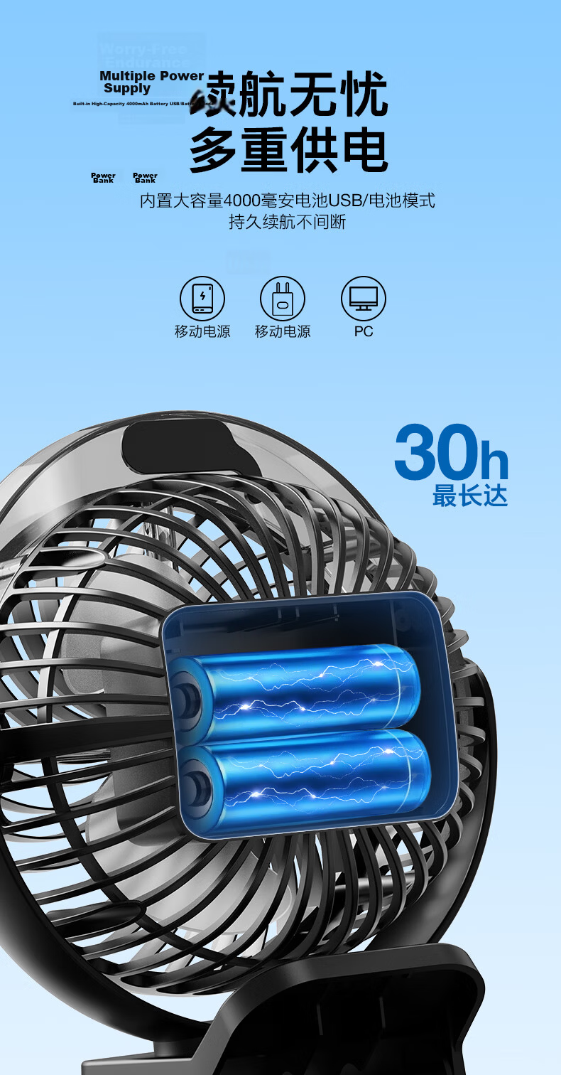 ALittleFlower Ice Mist Cooling Desktop Fan Silent Portable USB Rechargeable Long Battery Life Office Dormitory Student Small Fan 2026 New Model 8
