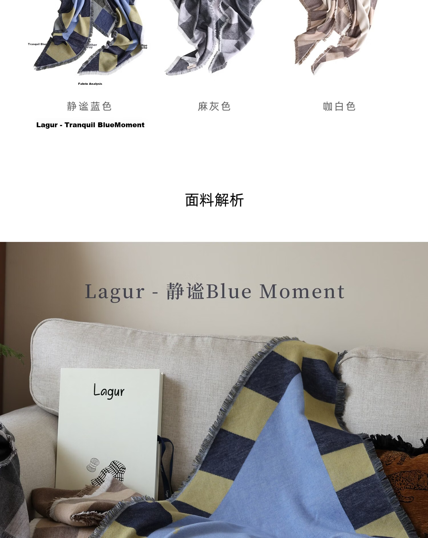 Lagur Blue Moment Tranquil Blue Fine Wool Triangle Scarf and Shawl Dual-Use Warmth Tranquil Blue 10