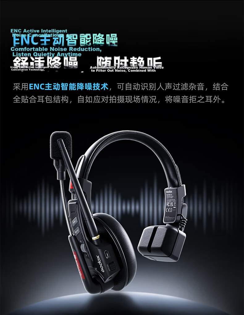 Godox SkyTalk Air Wireless Communication System Master-Slave Mode ENC Noise Reduction Built-in FPC Stable Audio 500m Connection Distance STA-CHO8 Charging Case 7