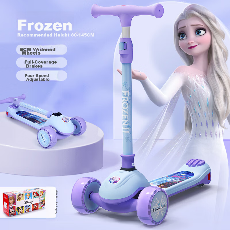 Disney Kids Scooter 3-6 Years Old Kick Scooter 1-3 Years Ride-On Girl Scooter 6-12 Years Tricycle Children's Gift