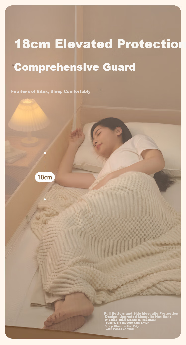 JD Original Safe Blue U-Shaped Mosquito Net, Class A Baby Safety Three-Door Reinforced Enclosure Mosquito Net Frame for 1.8x2 Meter Bed 10