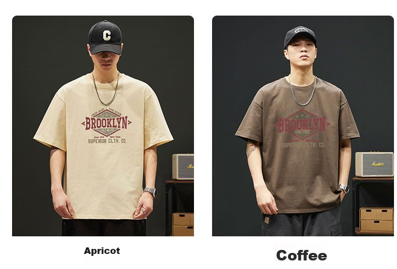 Jeanswest Men's 230g Pure Cotton Short Sleeve T-Shirt Summer New American Style Loose Fit INS Trendy Hong Kong Style Base Shirt 9
