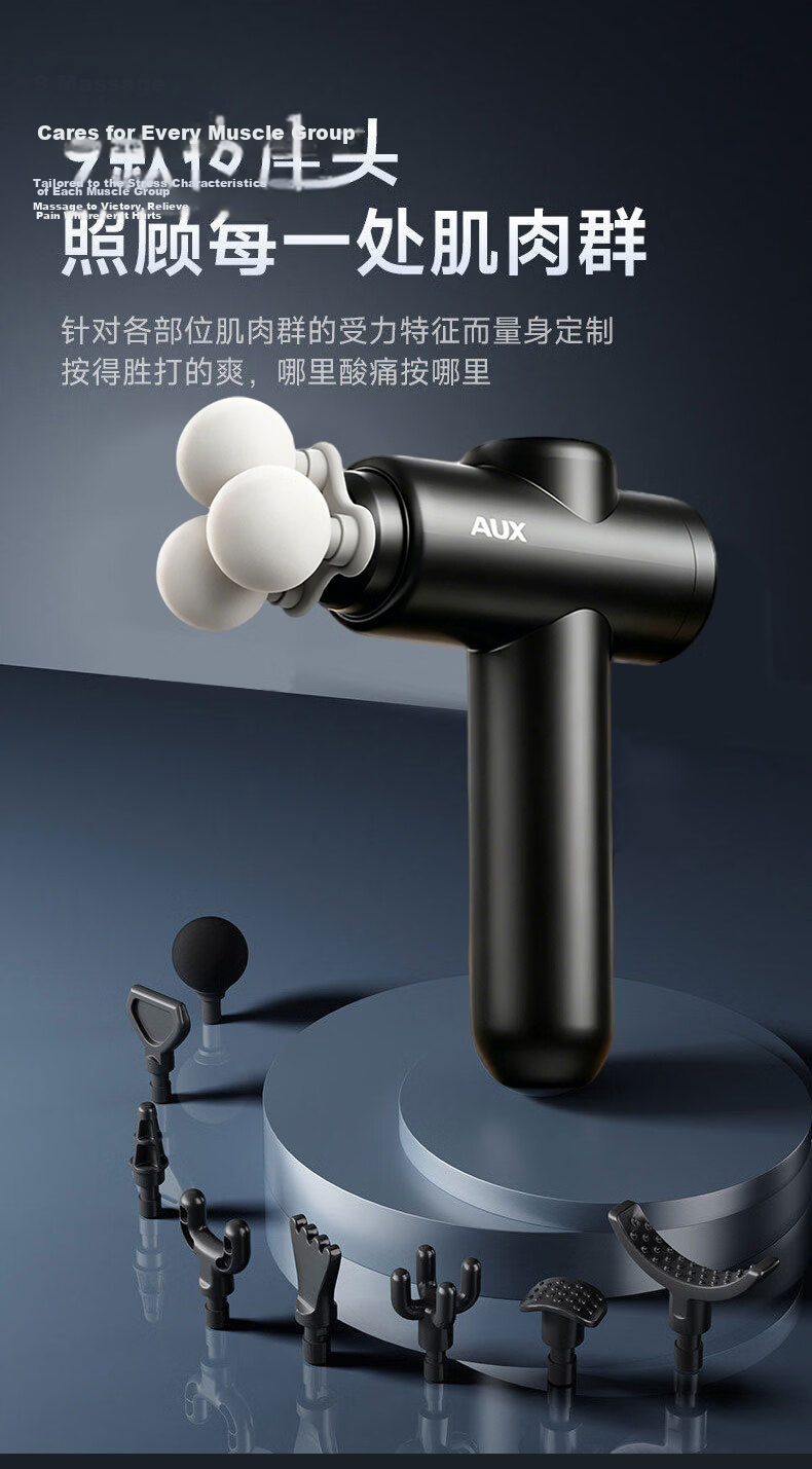 AUX Fascia Gun P10B 3-Head Neck Massager Shoulder Neck Waist Back Leg Massager Deep Muscle Relaxation Mini Portable Neck Fascia Gun Gift for Dad Tapping Massager Gift 10