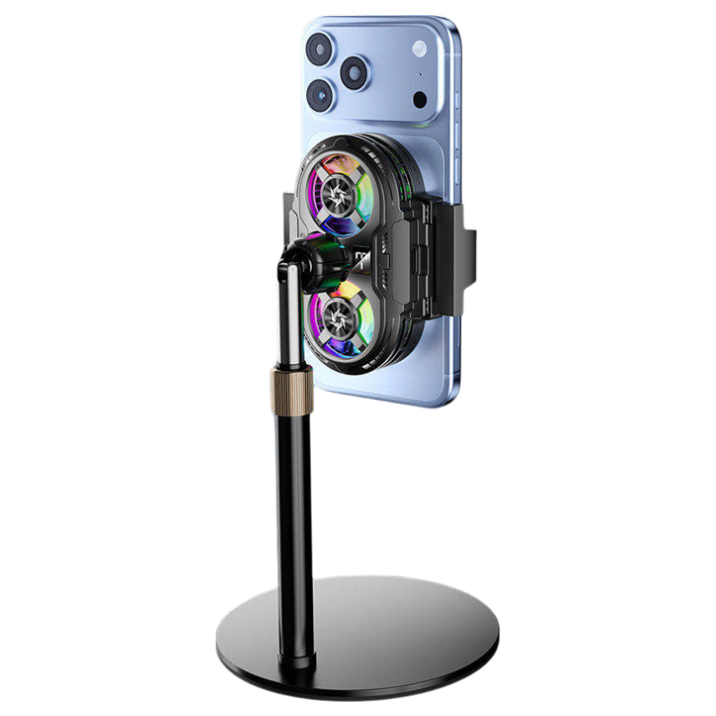 Kewo [Dual Cooling Chips | With Live Streaming Stand] Mobile Phone Cooler Live Streaming Dedicated Stand Integrated Semiconductor Clip-On Gaming Cooling Silent Fan Compatible with Apple Asus