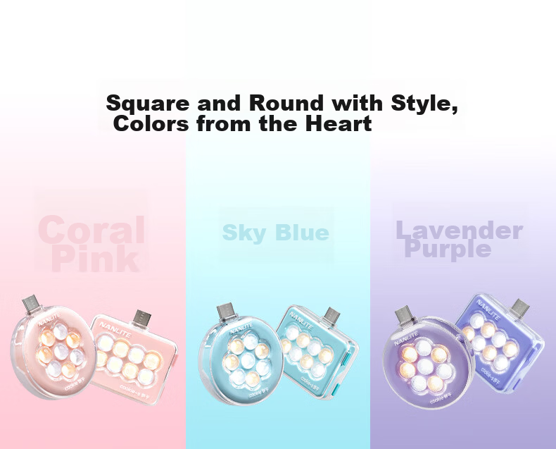 NANLITE Cookie LED Mini Portable Dual-Sided Adjustable Fill Light for Mobile Phones Outdoor Portrait Still Life Food Selfie Light Round (Coral Pink) 9