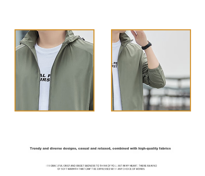 Romon Men's Sunscreen Jacket Summer Ice Silk Quick-Dry Lightweight Breathable Casual Outdoor UV Protection Coat 5368 Green Gray 5XL 9
